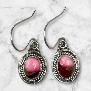 Platinum over 925 Silver Rose Dahlia Dangle Earrings